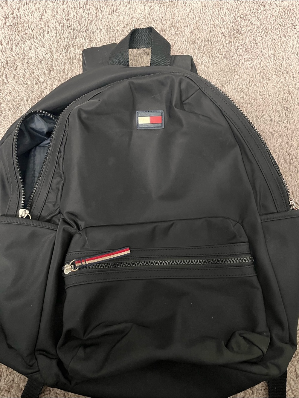 Tommy Hilfiger Black Backpack with Signature Flag Accent